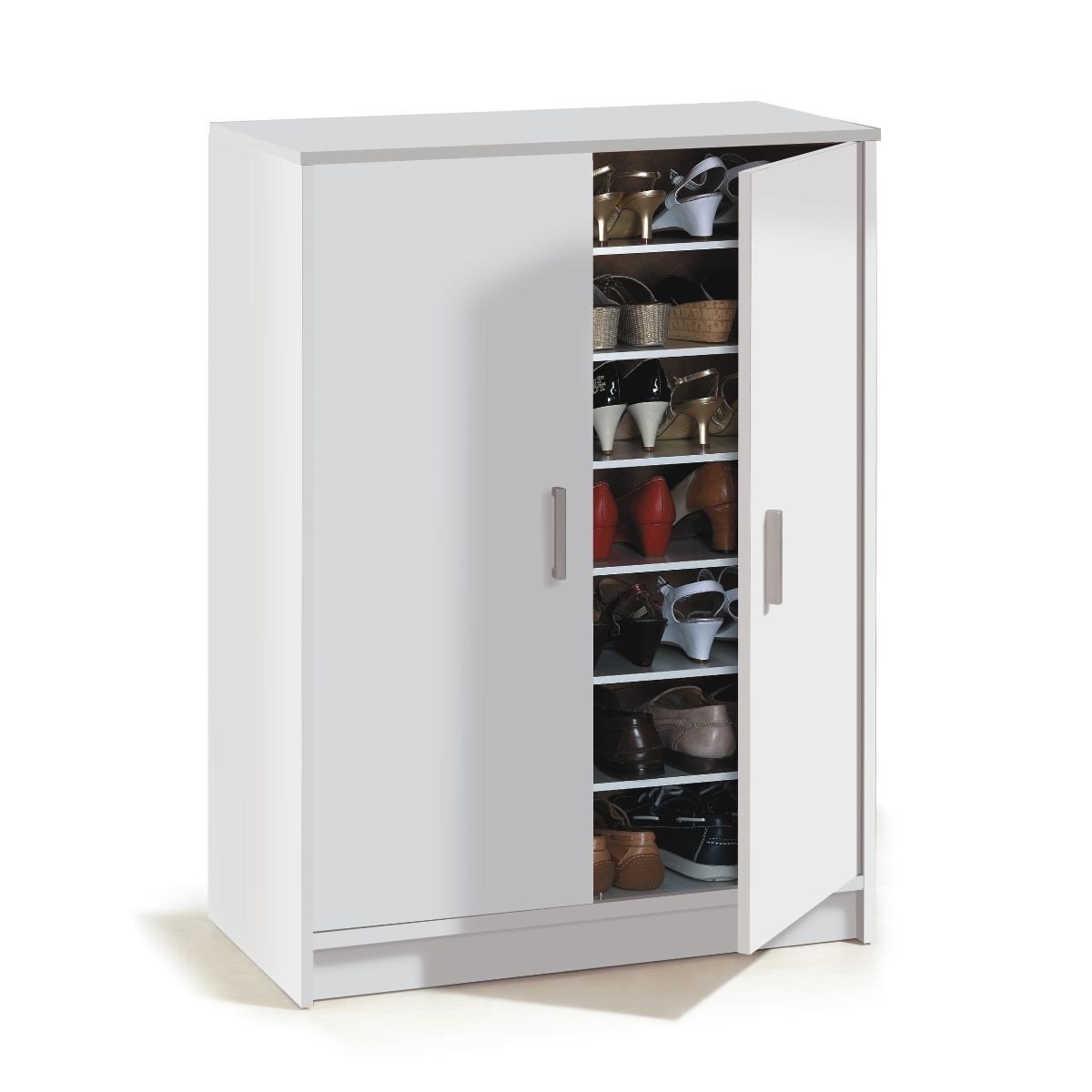 Armadio per scarpe 2 ante e 6 ripiani di stoccaggio Basic - L101 cm