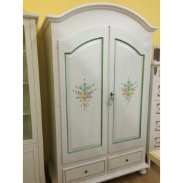 ARMADIO PROVENZALE DECORATO IN LEGNO COL BIANCO