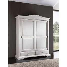 ARMADIO SCORREVOLE 2 ANTE LEGNO MASSELLO LACCATO BIANCO X CAMERA DA LETTO