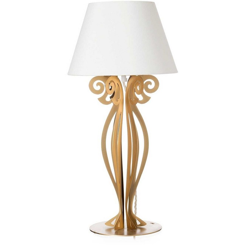 ARTI E MESTIERI LAMPADA CIRCEO DA TAVOLO BASSA COLORE ORO PARALUME AVORIO