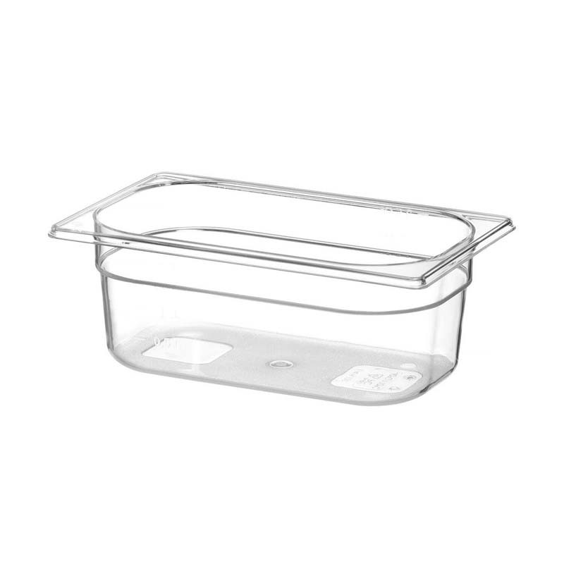 Bacinella Gastronorm GN 1/4 in policarbonato trasparente (cm. 26,5x16,2)