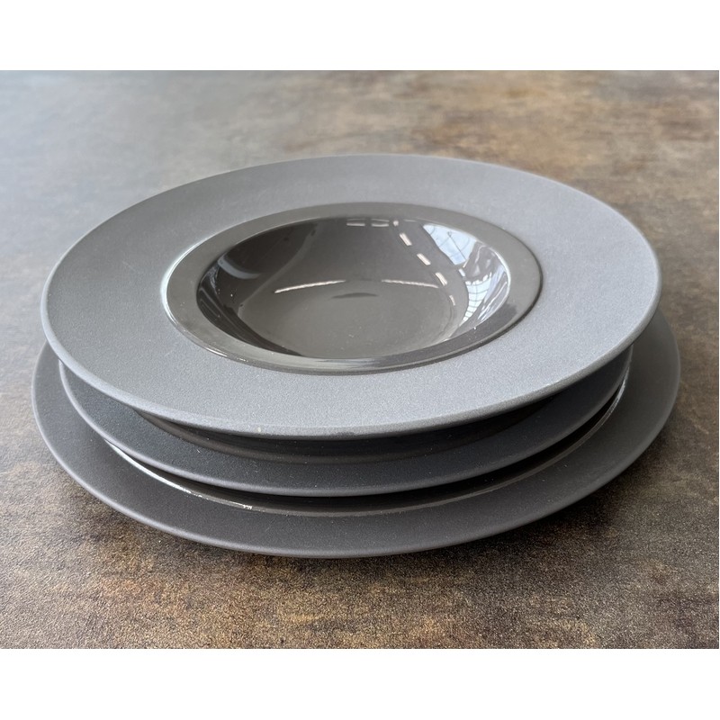 BAHIA BASALTE SERVIZIO PIATTI DA TAVOLA DA 18 PEZZI TORTORA DEGRENNE