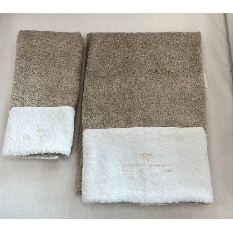 BANDOLERO COPPIA ASCIUGAMANI VISO + OSPITE SABBIA 100% COTONE ETRO