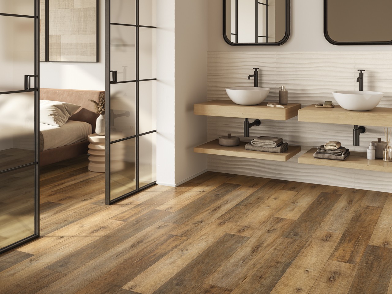 Pavimento Spc Barrel Gold Effetto Legno Rovere Marrone-74859