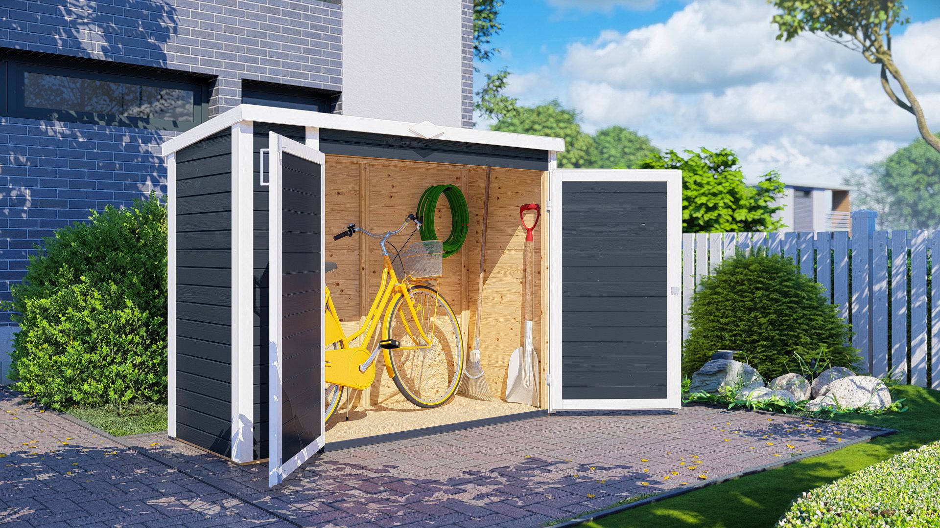 Armadio da giardino/armadio per attrezzi Ilsede 01, antracite - Armadio da giardino a elementi, superficie: 1,65 m², tetto piano