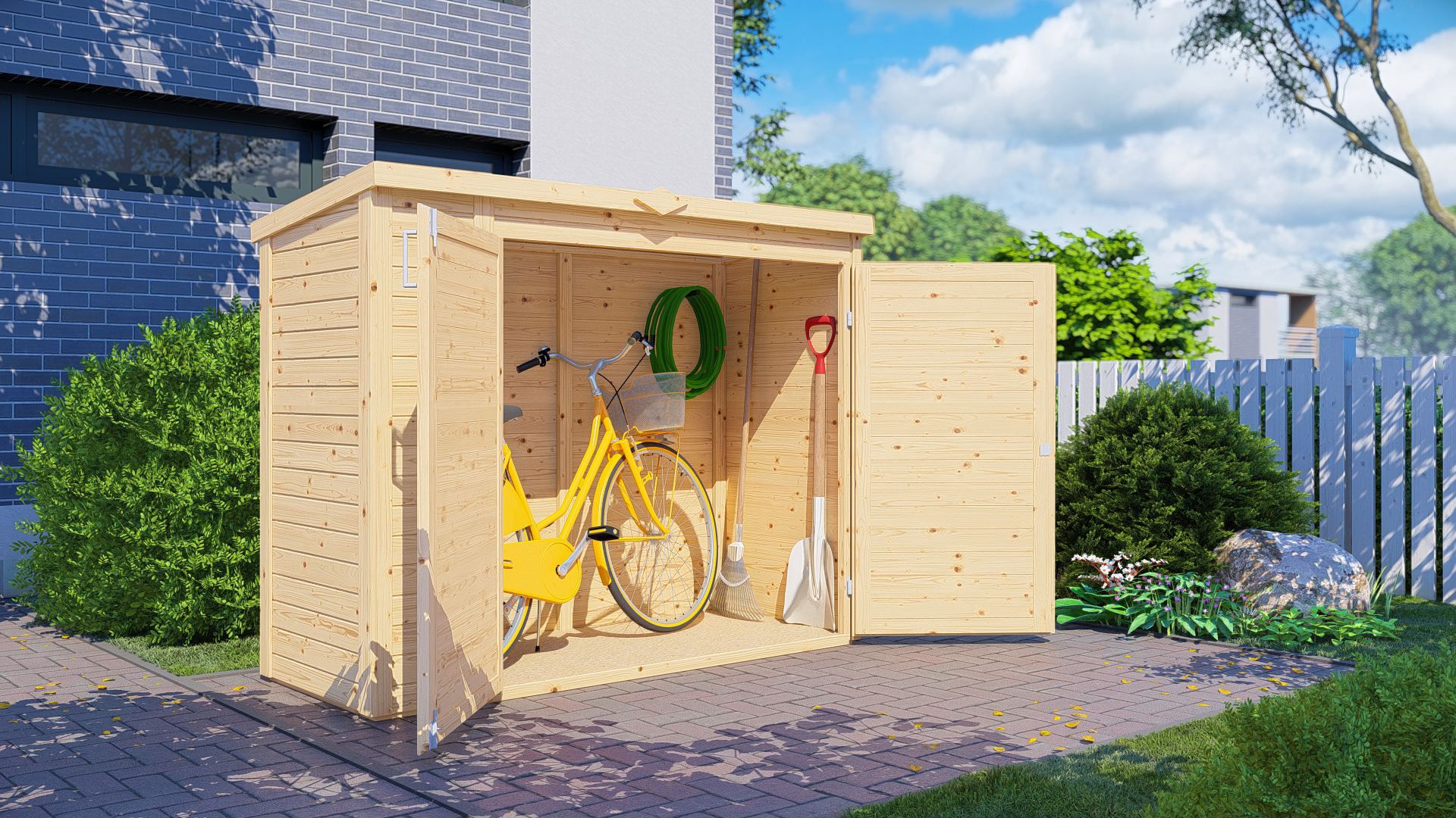 Armadio da giardino/armadio per attrezzi Ilsede 01, finitura naturale - Armadio da giardino elementare, superficie: 1,65 m², tetto piano