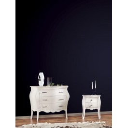 COMO + 2 COMODINI BOMBATI COLORE BIANCO - VARI COLORI PROMOZIONE - LEGNO - ARTIGIANALE VENETO CODLUIS