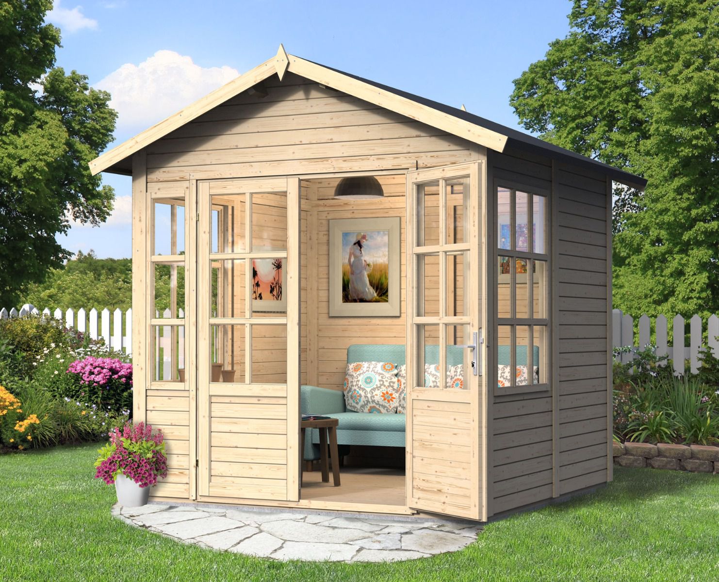 Casetta da giardino Leisnig 01 incl. pavimento, finitura naturale - elemento 19 mm casetta da giardino, superficie utile: 5,10 m², tetto a falde