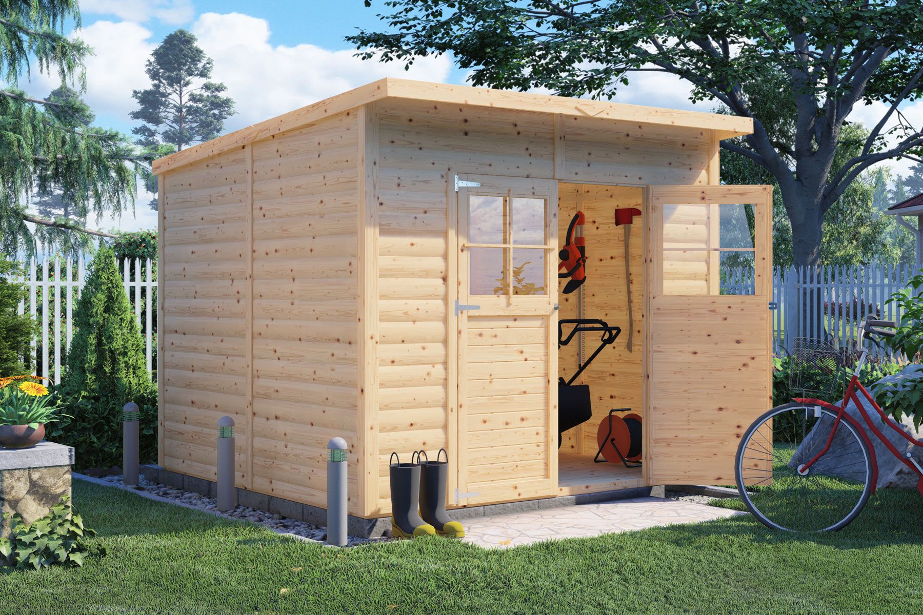 Casetta da giardino Mainz 04 incl. pavimento, finitura naturale - elemento 19 mm casetta da giardino, superficie utile: 5,80 m²