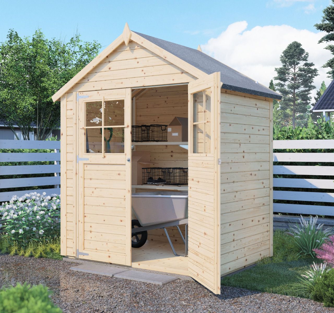 Casetta da giardino prefabbricata Münster 01 incl. pavimento, legno grezzo - spessore 19 mm, SU: 1,5 m²