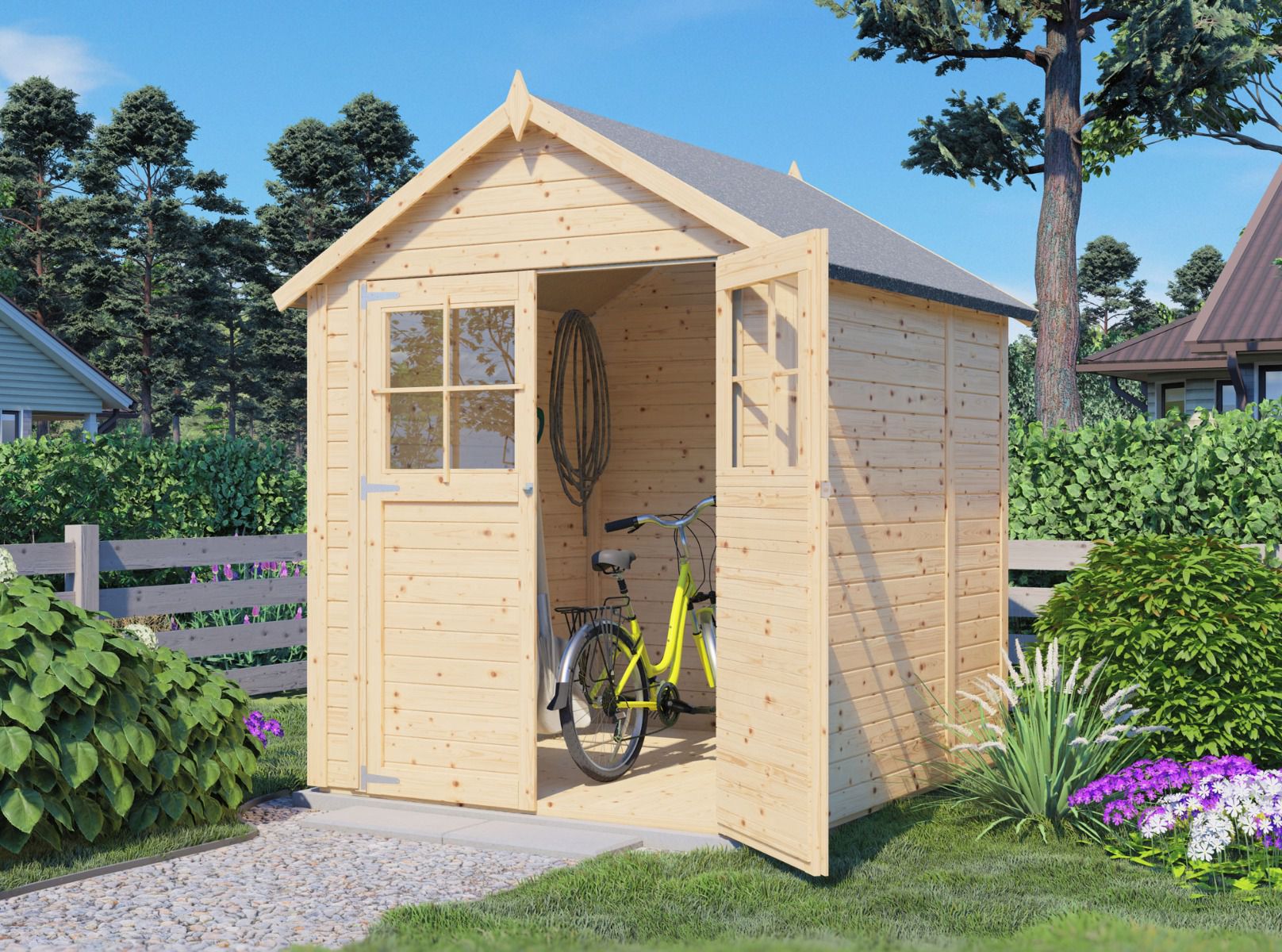 Casetta da giardino prefabbricata Münster 02 incl. pavimento, legno grezzo - spessore 19 mm, SU: 3,1 m²