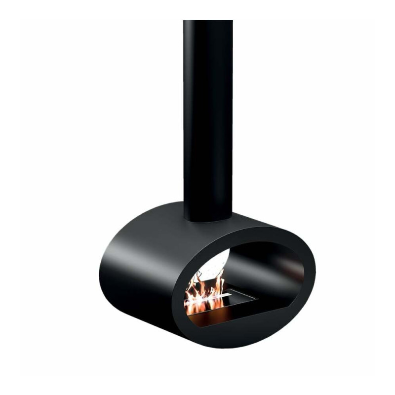 Biocamino da soffitto Ruby modello Cervinia nero