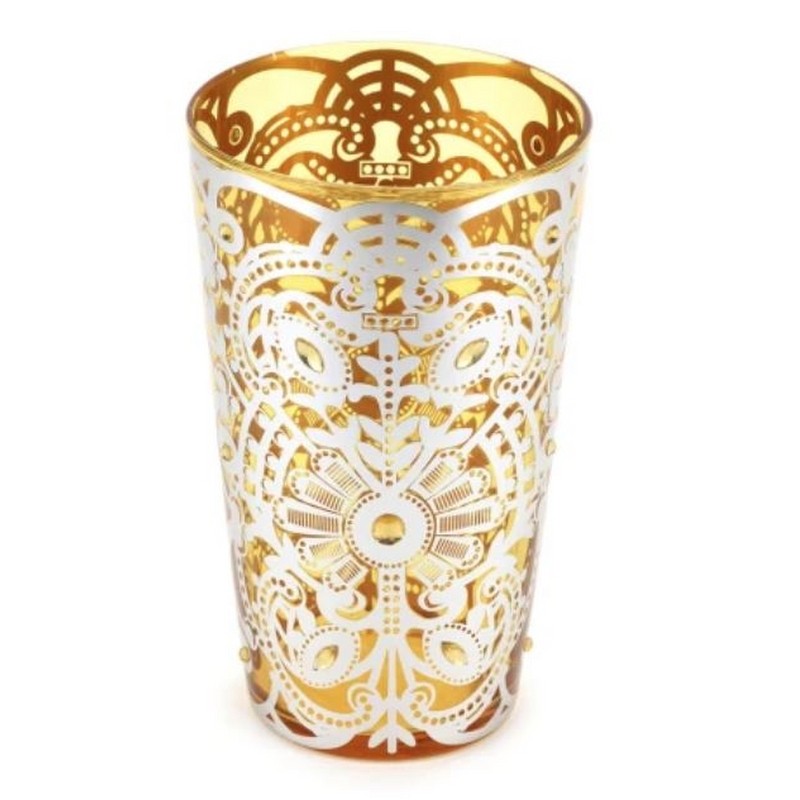 BISANZIO VASO IN VETRO GIALLO 14X23 CM. HERVIT