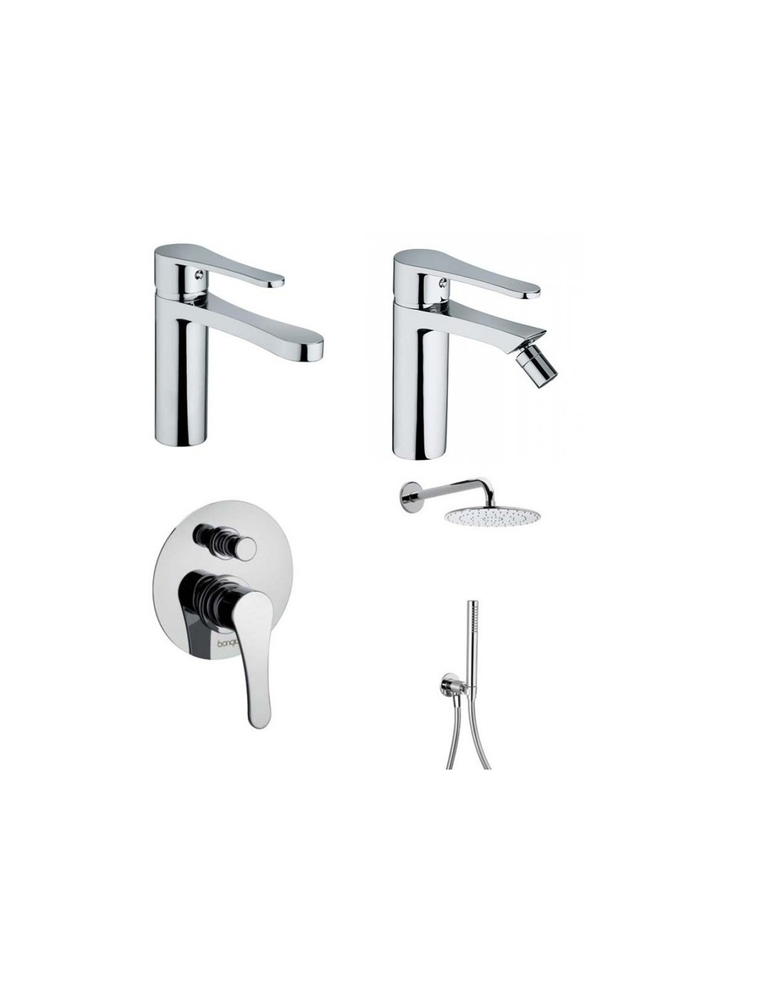 Bongio - Set completo o clock, lavabo, bidet, miscelatore doccia, soffione e doccino