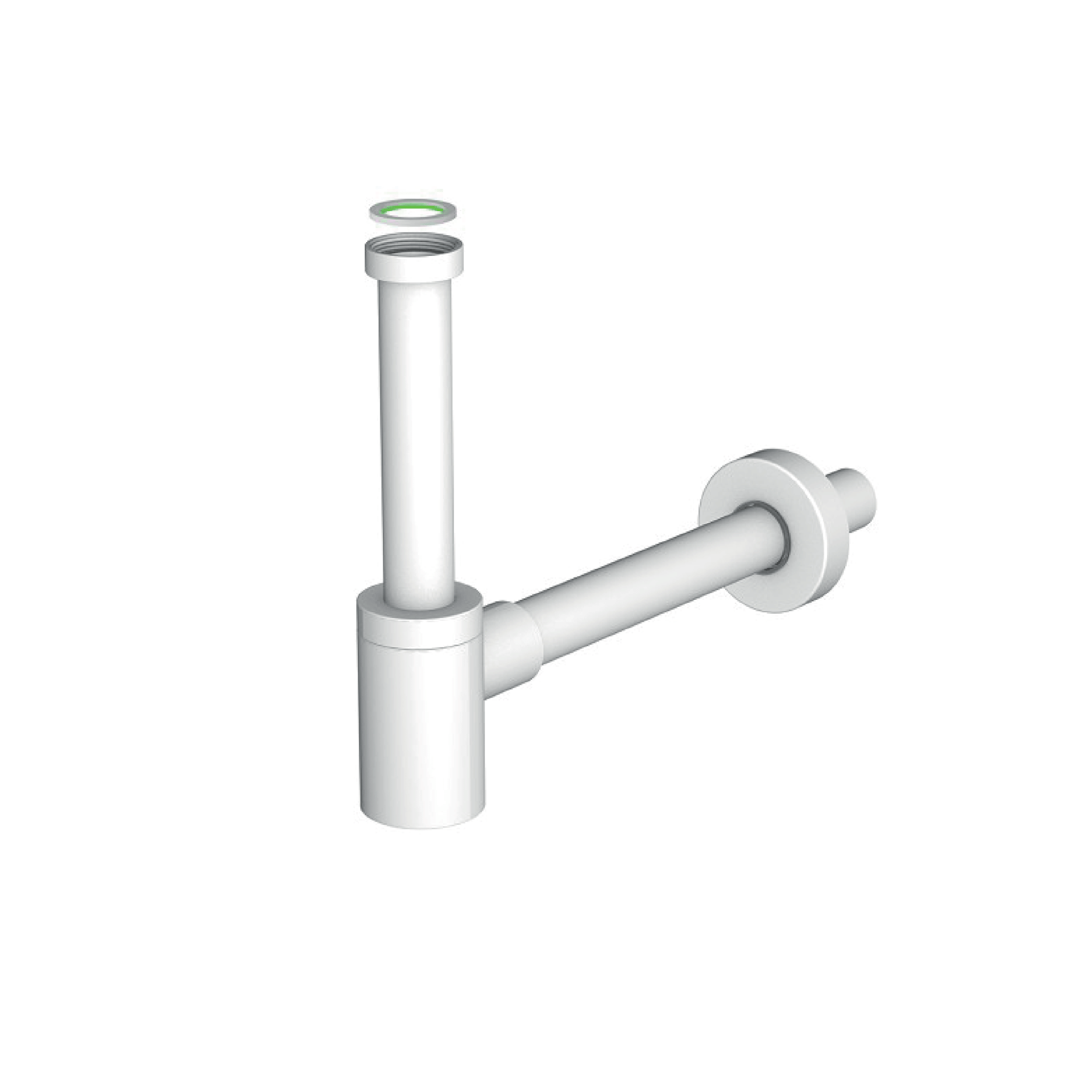 Sifone Tondo a Bottiglia Per Lavabi Sospesi/Da Appoggio Bonomini "Mignon" Bianco Lucido