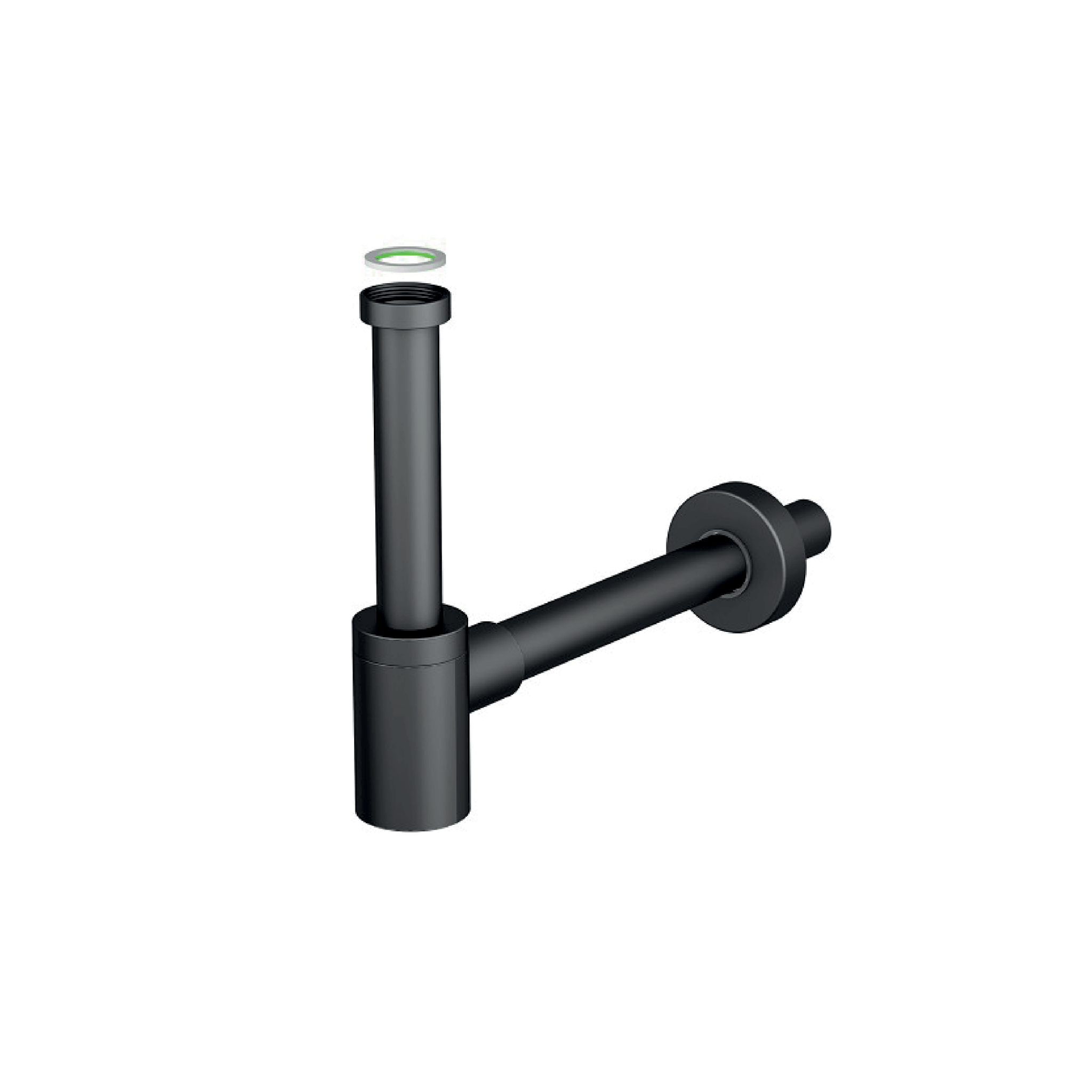 Sifone Tondo a Bottiglia Per Lavabi Sospesi/Da Appoggio Bonomini "Mignon" Nero Opaco