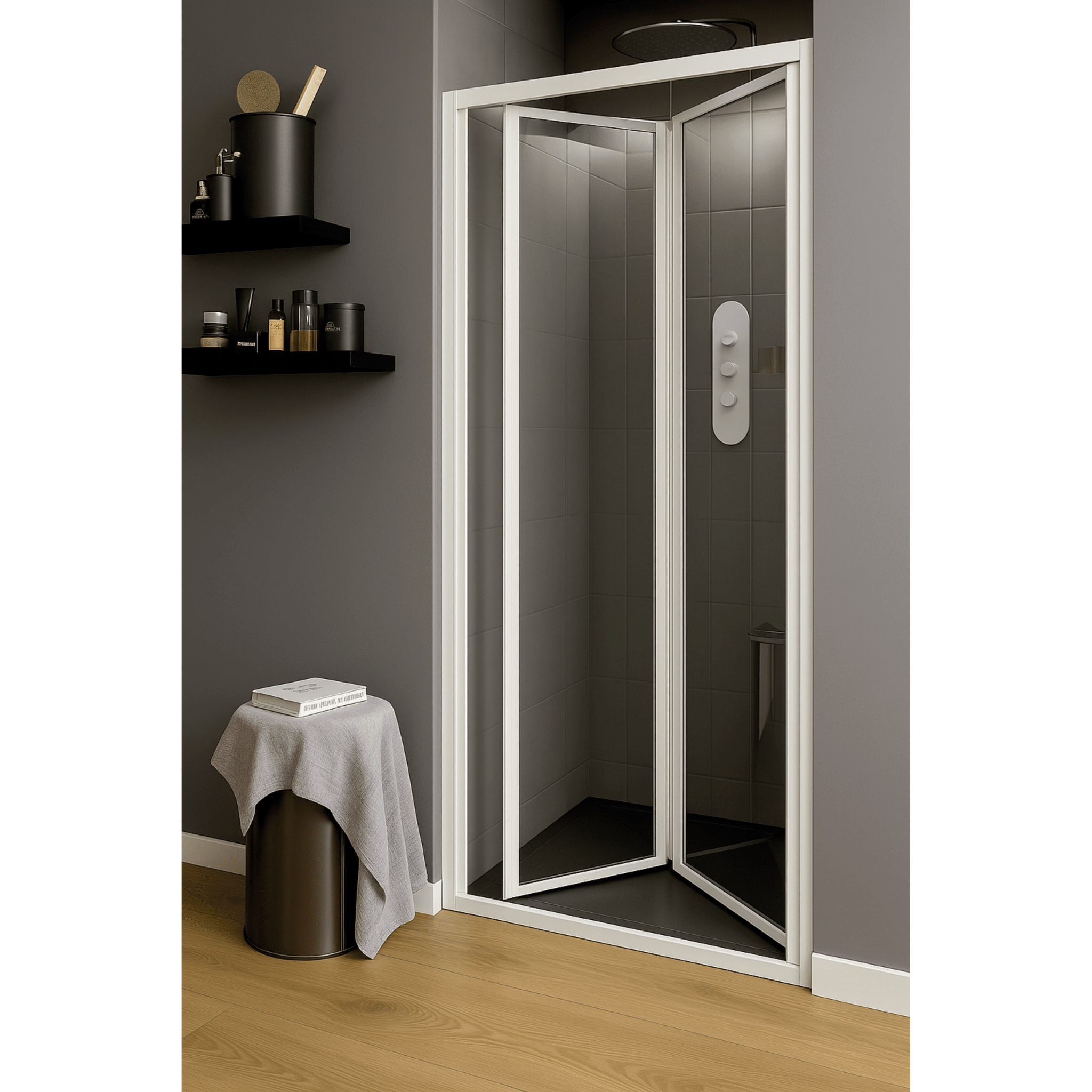 Box Doccia a Soffietto Est.63/68 Giava "Smeralda" Bianco/Vetro Trasparente