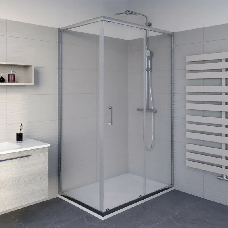 Box doccia angolare 70x100 cm Icon fisso + scorrevole con vetro trasparente