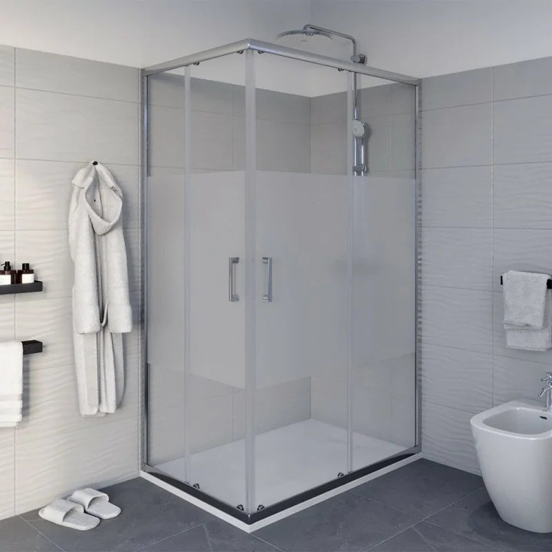 Box doccia angolare 80x90 cm Icon doppio scorrevole con vetro serigrafato