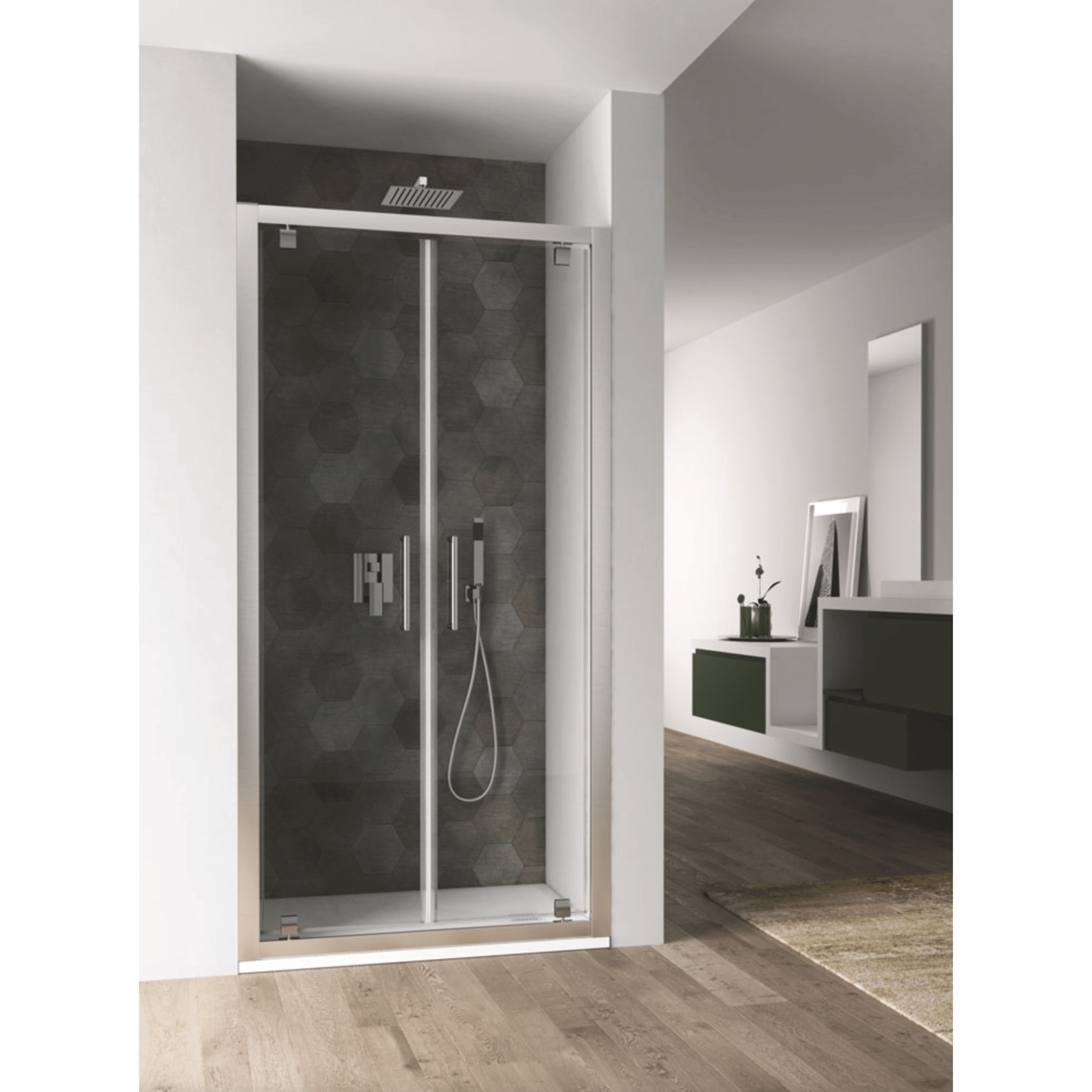 Box Doccia Battente Con Doppia Porta 70 Cm Vanita Docce "Hera" Cromo Lucido/Vetro Trasparente