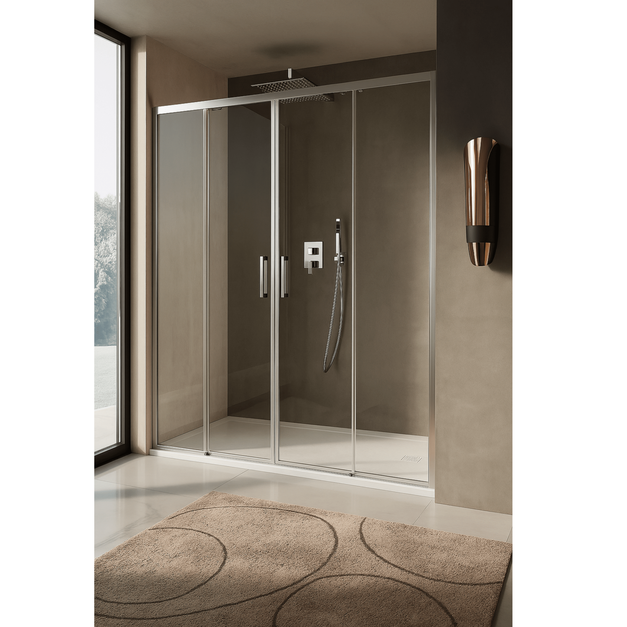 Box Doccia Scorrevole Doppia Porta 130 Cm Vanita Docce "Atena" Cromo Lucido/Vetro Trasparente