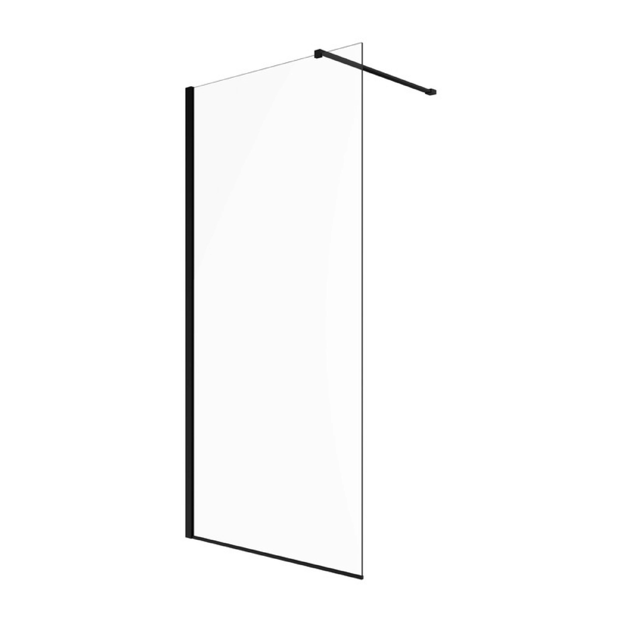 Box Doccia Walk-In 100 Cm Con Braccio Telescopico Ercos "Rex" Nero Opaco/Vetro Trasparente