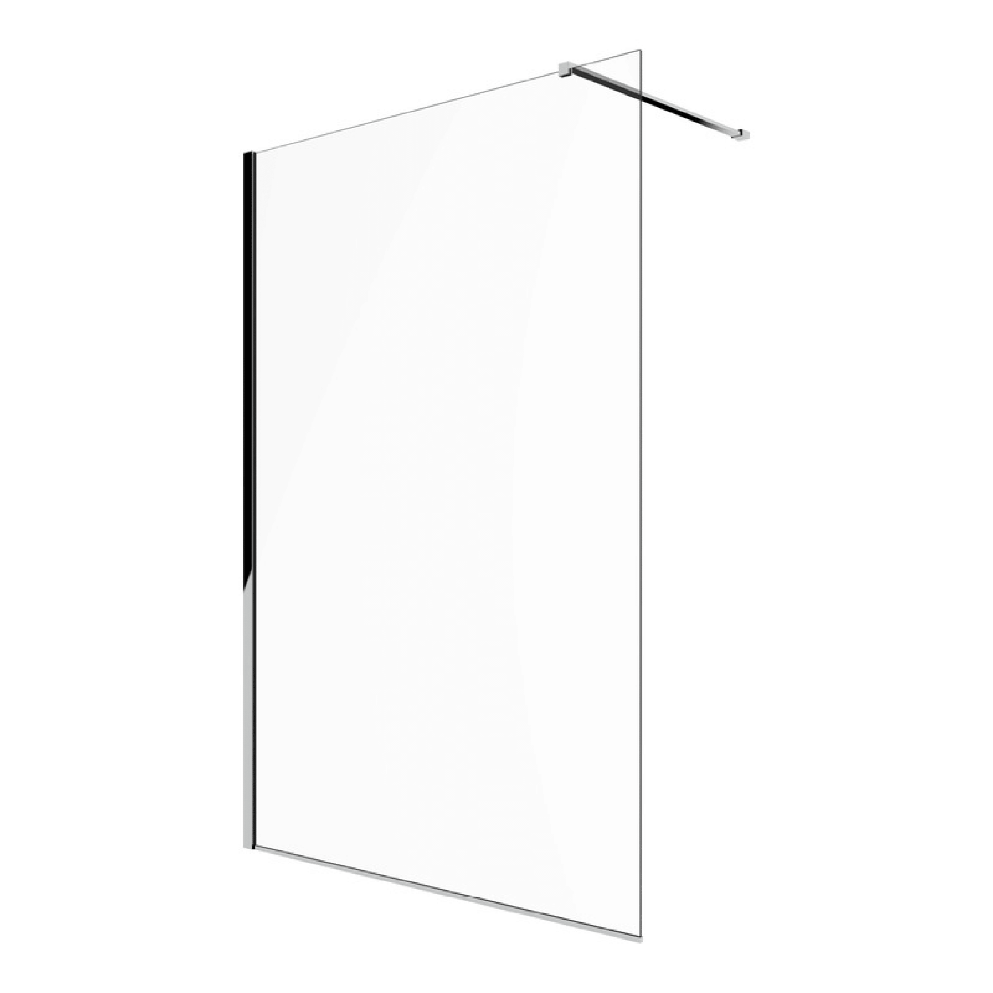 Box Doccia Walk-In 140 Cm Con Braccio Telescopico Ercos "Rex" Cromo Lucido/Vetro Trasparente
