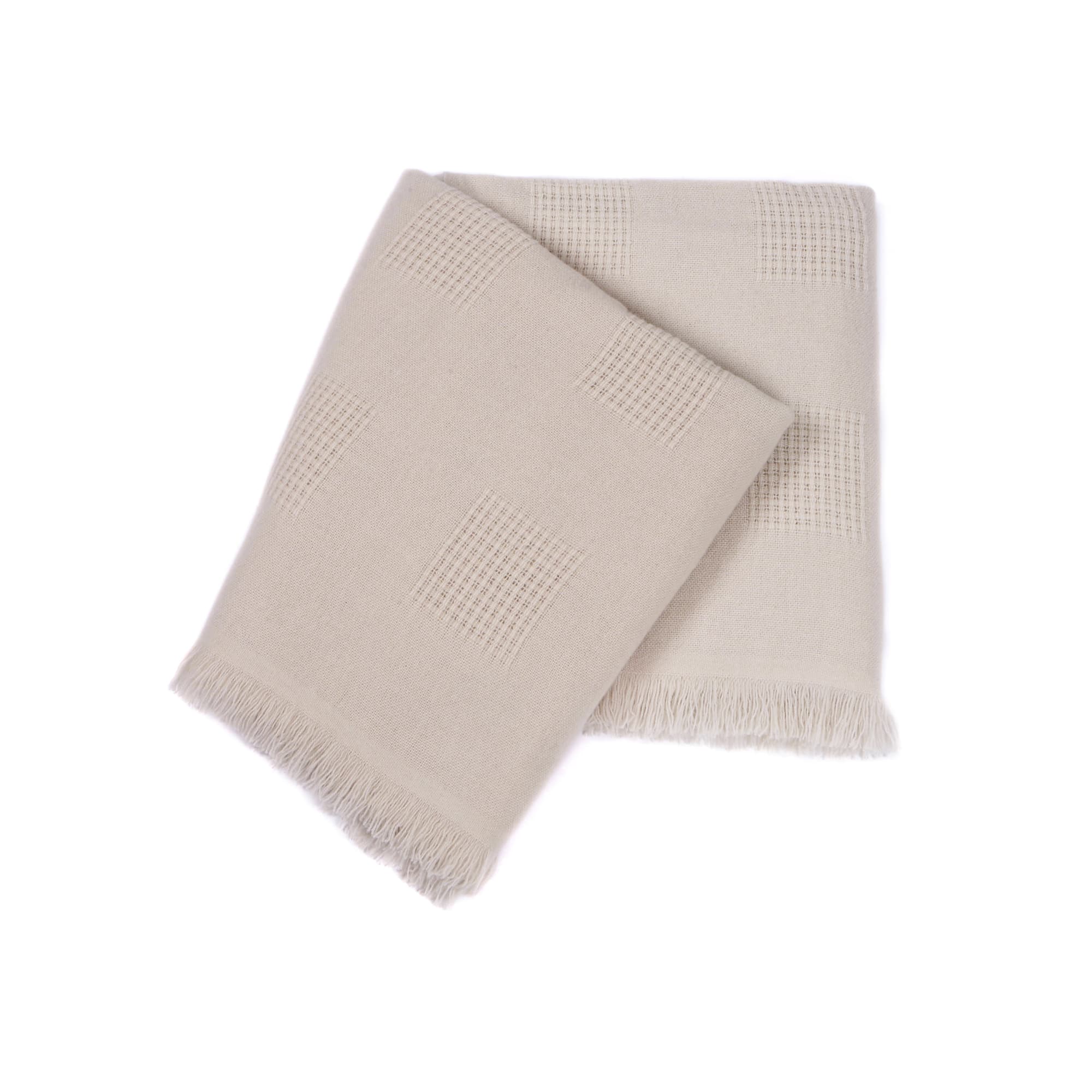 Farnese Polvere chiara 100% Cashmere Singolo Plaid con frange corte