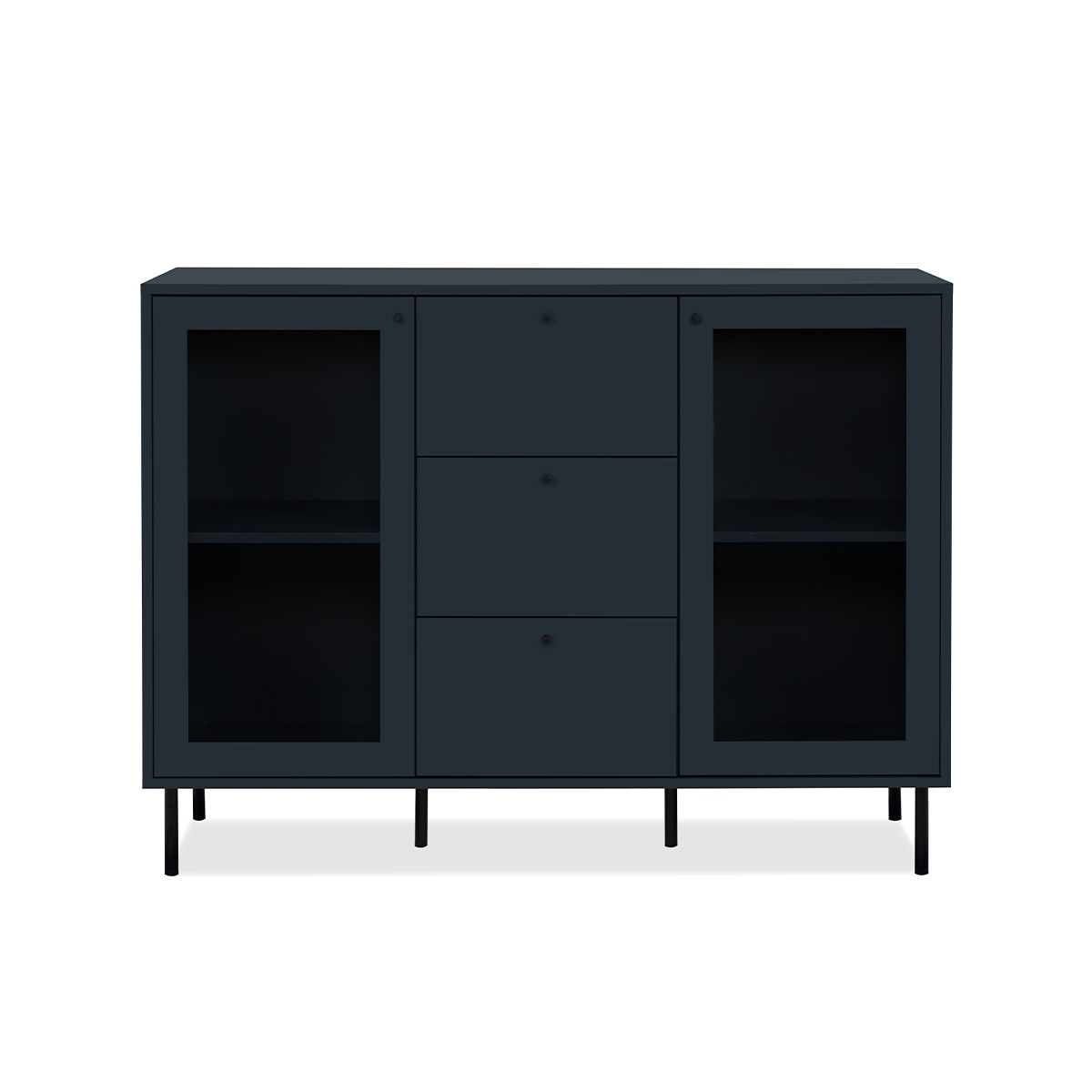 Buffet 3 Cassetti 2 Porte Vetrate Blu Navy L120 cm - BOGOTA