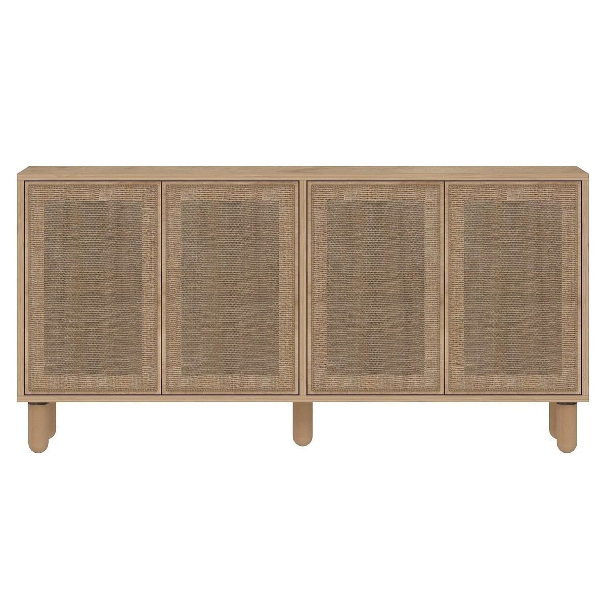 Buffet a 4 porte rivestito in tessuto di juta L50 cm - LEILA