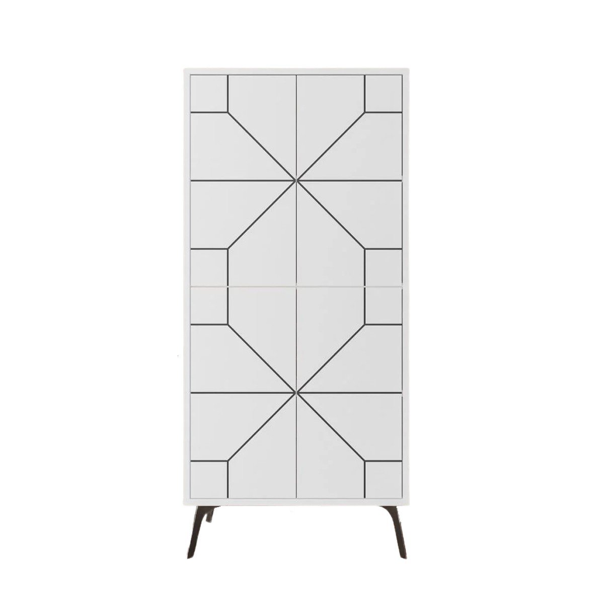 Buffet alto 4 porte bianche con decorazioni nere H136 cm - Dune