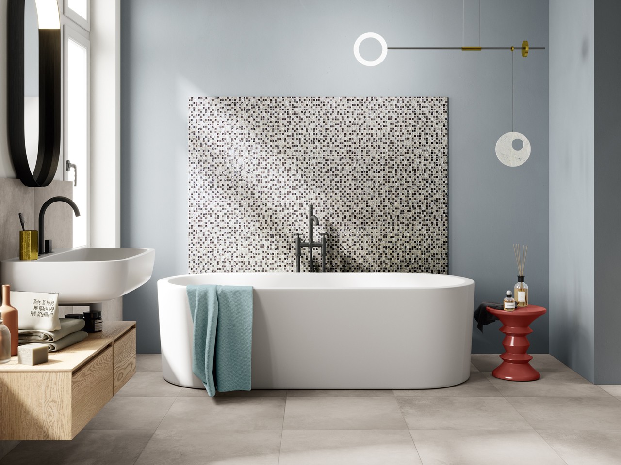 Mosaico Vetro E Marmo Bukara Cenere 30X30 Grigio-77004