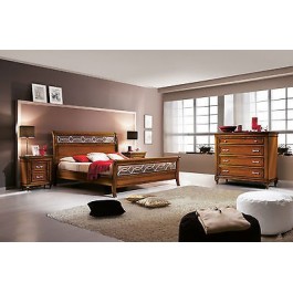 CAMERA DA LETTO MATRIMONIALE LEGNO MASSELLO LETTO COMO' COMODINO