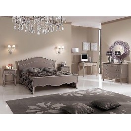 CAMERA MATRIMONIALE LETTO COMODINI COMO SCRITTOIO COLORE TORTORA ANTICATO