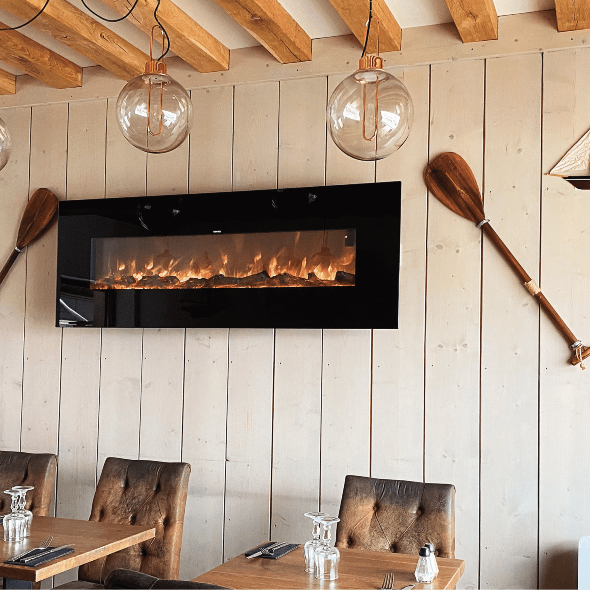 Camino Elettrico a Parete Da 150 Cm Sined "Aprica" Nero