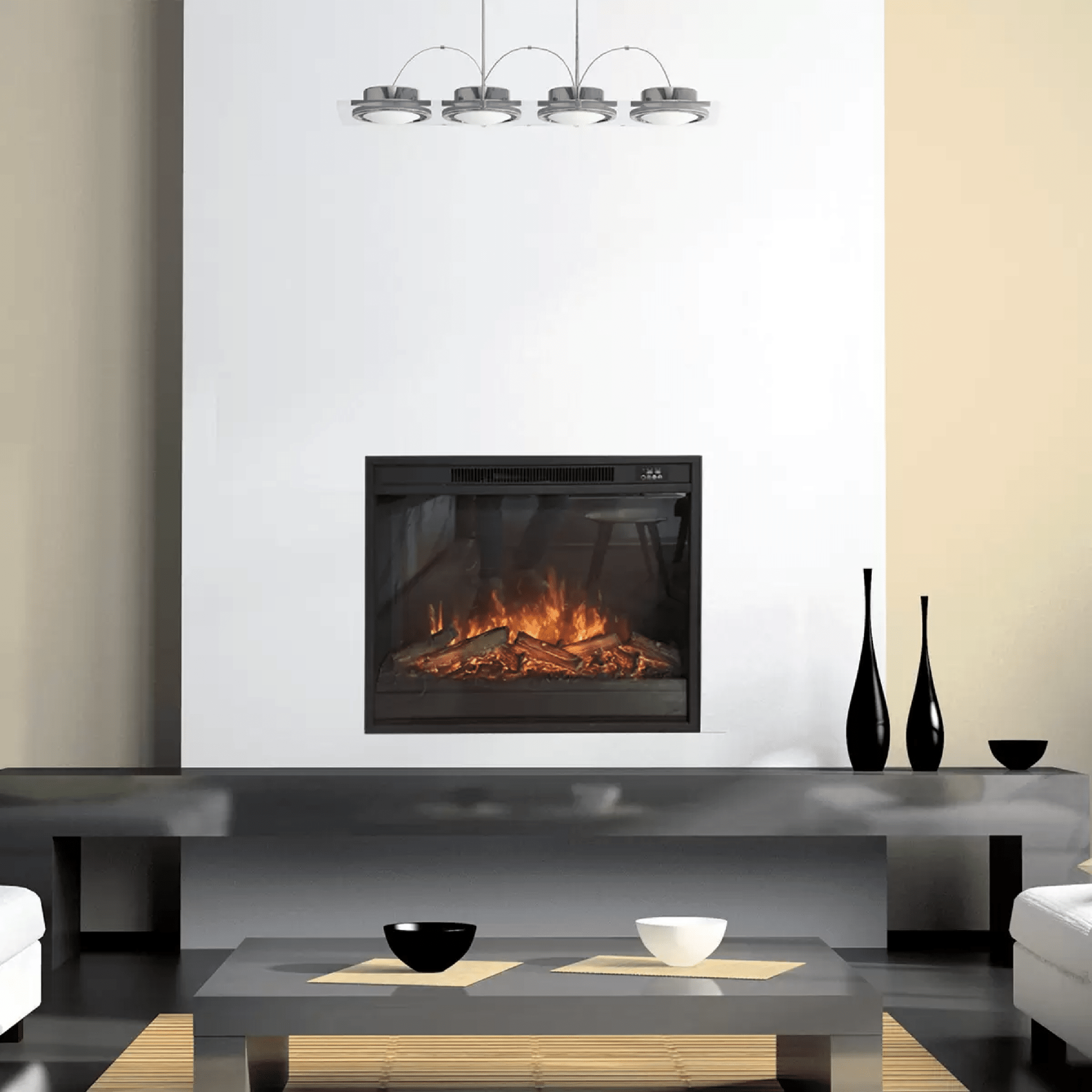 Camino Elettrico Ad Incasso Da 60 Cm British Fire "Lucca" Nero