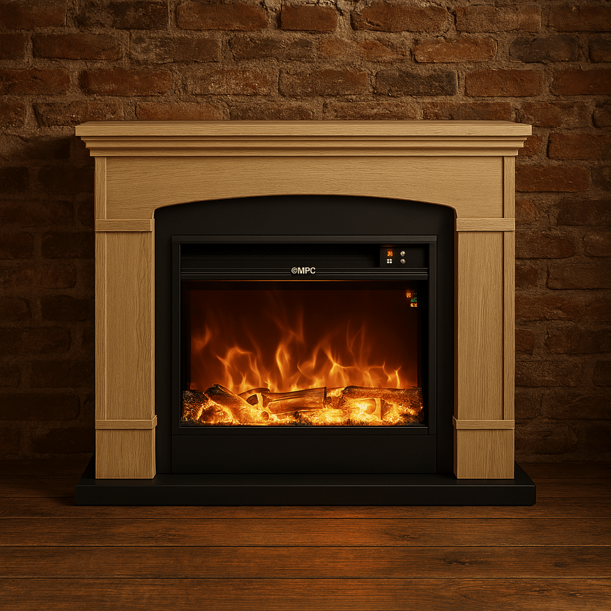 Camino Elettrico Completo D'Appoggio Da 107 Cm Sined "Siena" Rovere