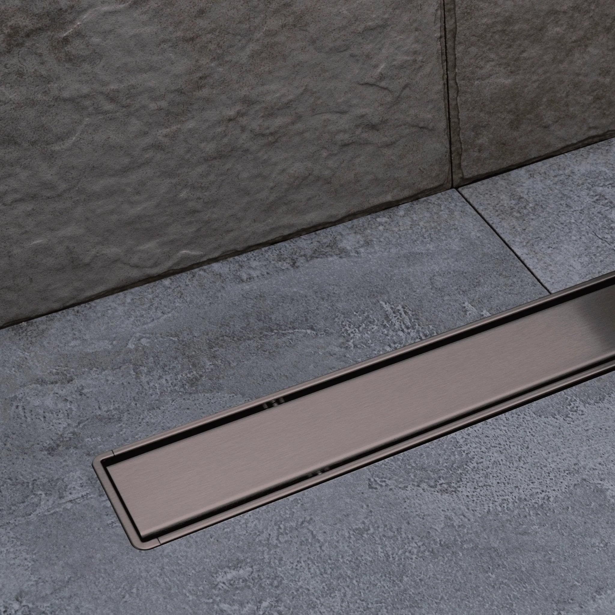 Canalina Di Scarico a Pavimento Piastrellabile 65 Cm Karag "Primo Compact Line" Gun Metal