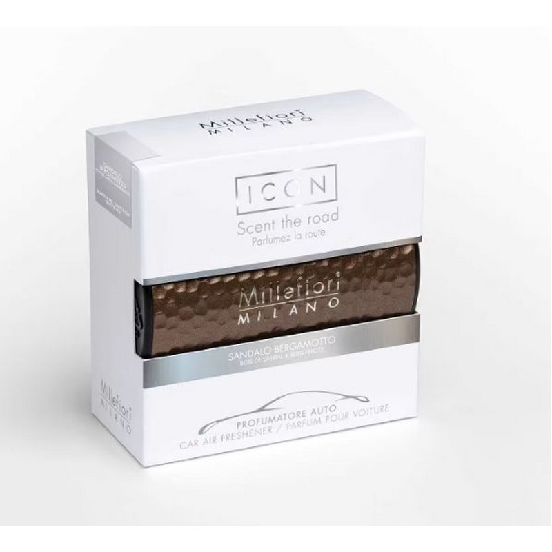 CAR AIR FRESHENER ICON METAL SHADES SANDALO E BERGAMOTTO MILLEFIORI MILANO