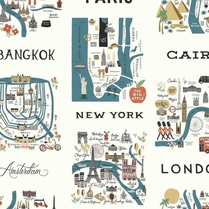 Carta da parati City Maps Rifle Paper Co.