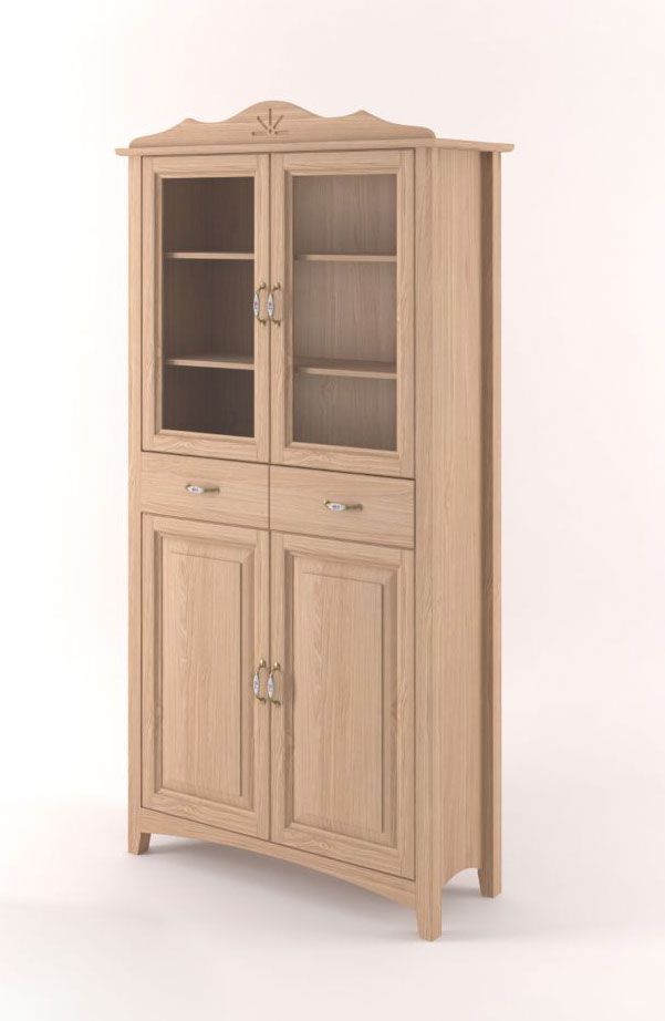 Vetrinetta "Pirol" 14, rovere massiccio, naturale - 214 x 100 x 42 cm (h x l x p)