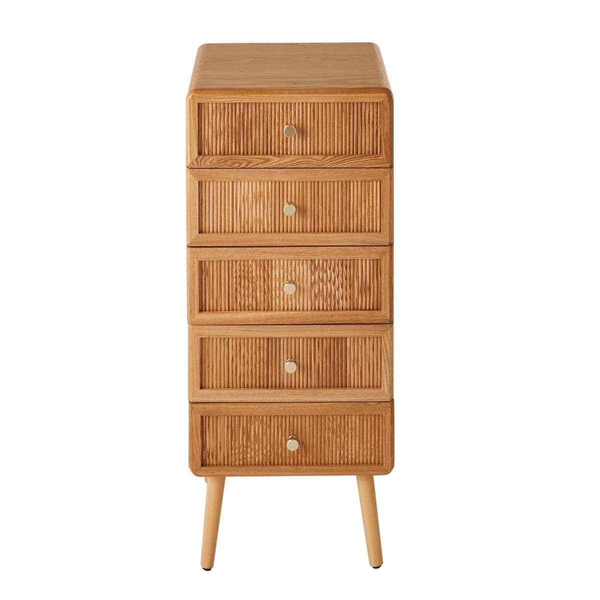 Cassettiera alta con 5 cassetti e frontali lamelle H100 cm - AVA