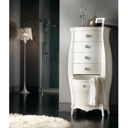 CASSETTIERA CON RIBALTA LEGNO MASSELLOBOMBATA COLORE BIANCO