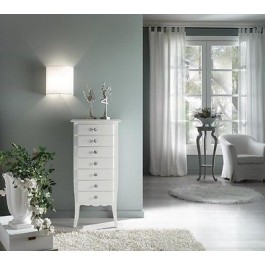 CASSETTIERA LEGNO SETTIMANALE LACCATO BIANCO LEGNO MASSELLO