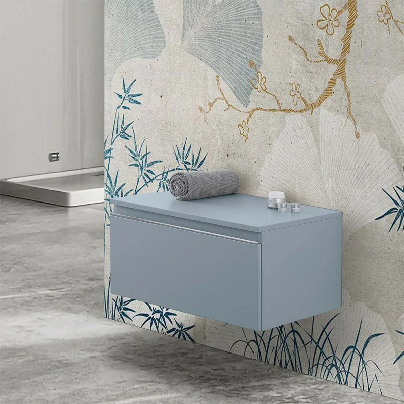 Cassettone sospeso bagno 60 cm blu pastello opaco Iside