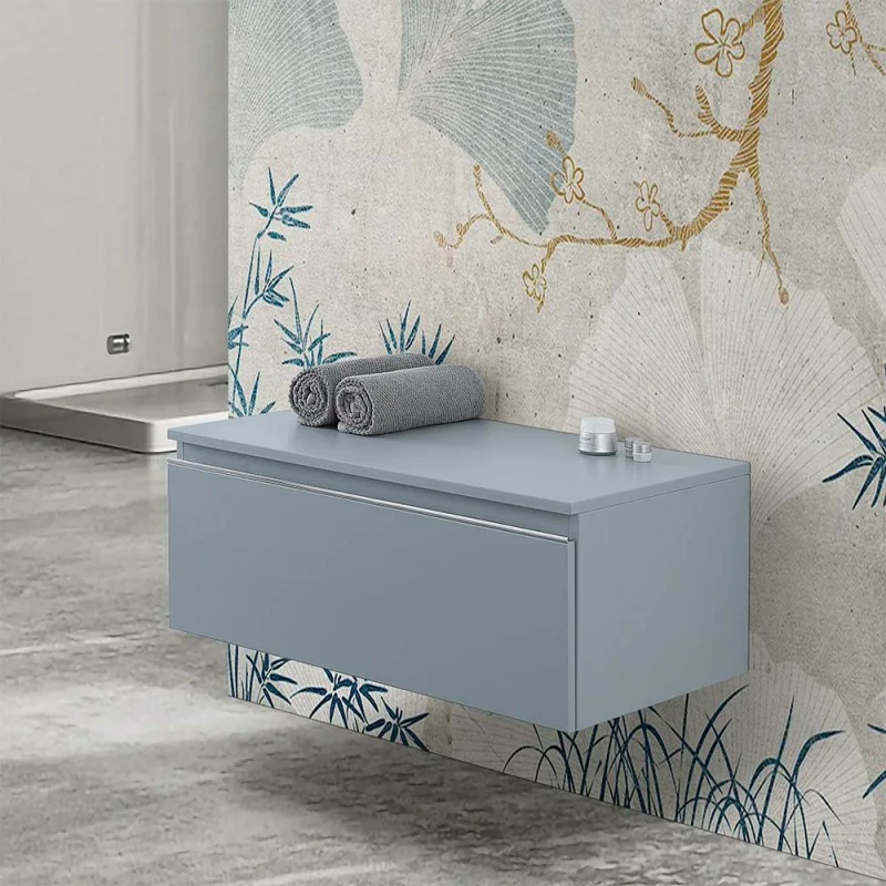 Cassettone sospeso bagno 80 cm blu pastello opaco Iside