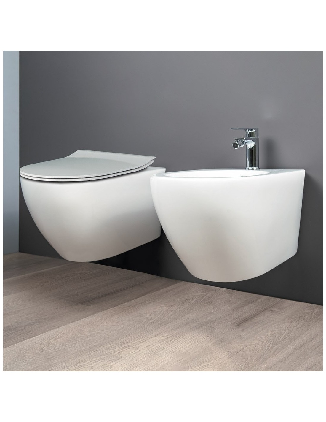 Ceramica Althea - Cover WC + Bidet + coprivaso rallentato|Sospesi senza brida H43cm