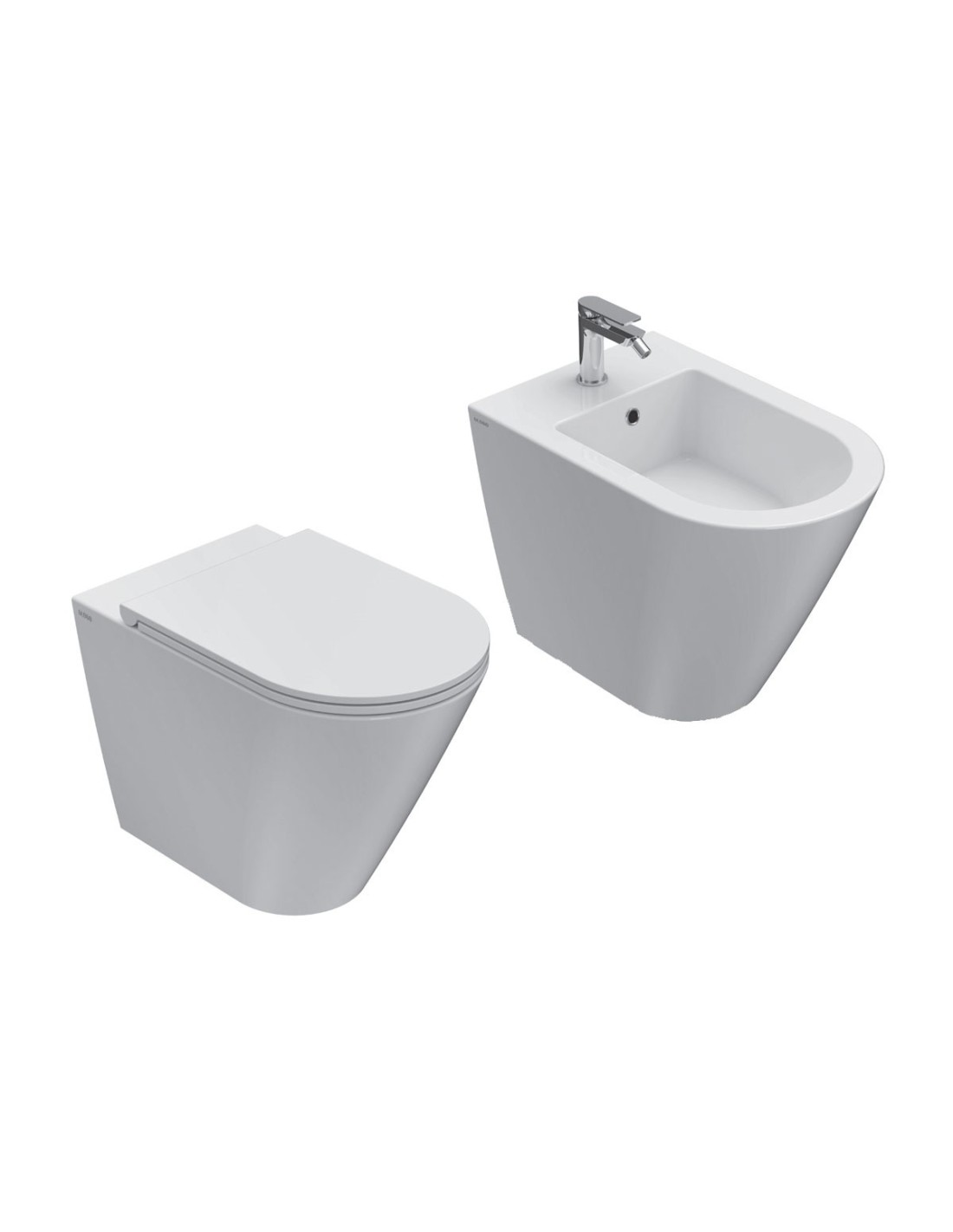 Ceramica Globo - Forty3 Wc + bidet + coprivaso soft filomuro 57cm - FO004+FO009+FOR20