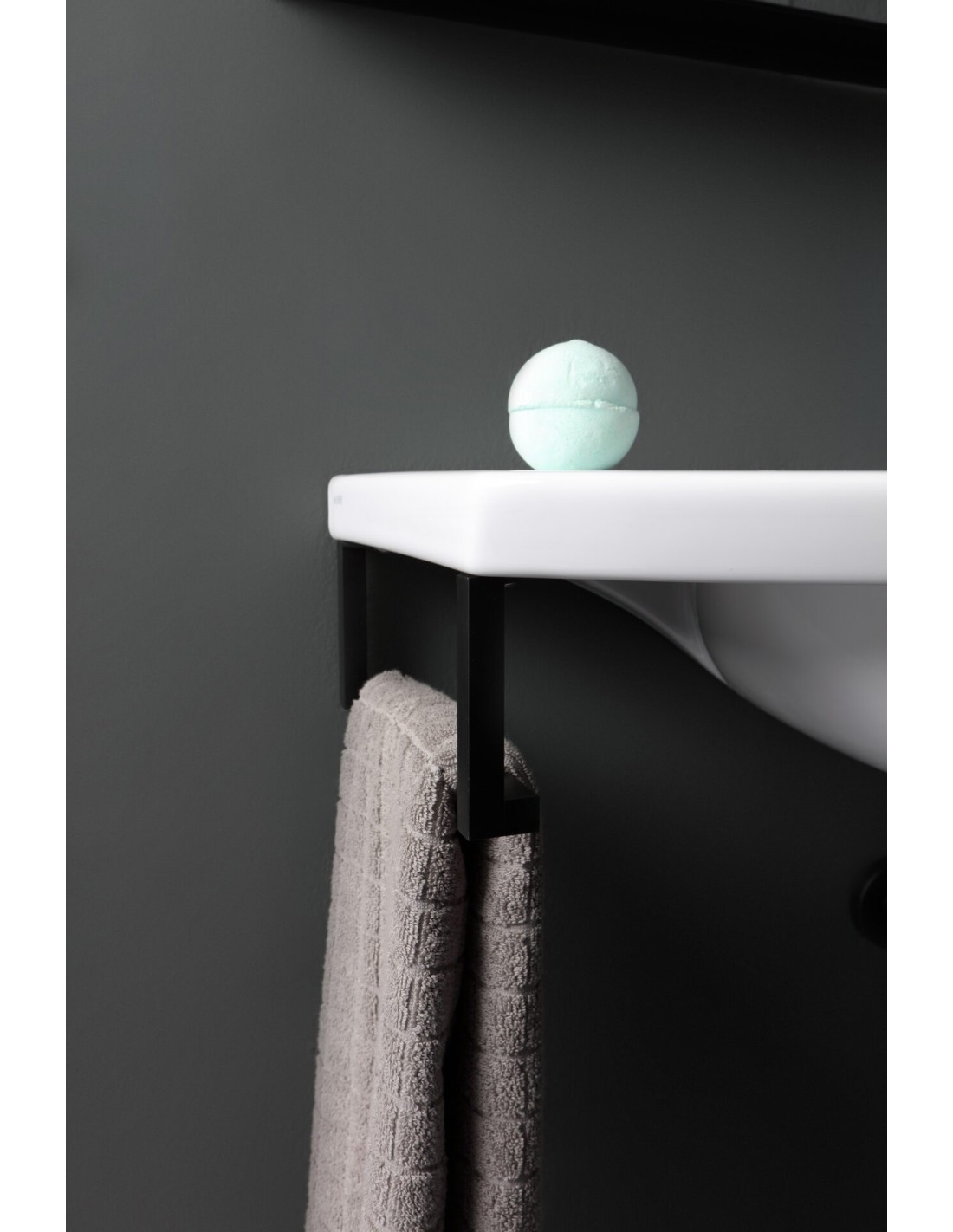 Ceramica Globo - Portasciugamani laterale nero per lavabo Mode ME070 - ME002YAR