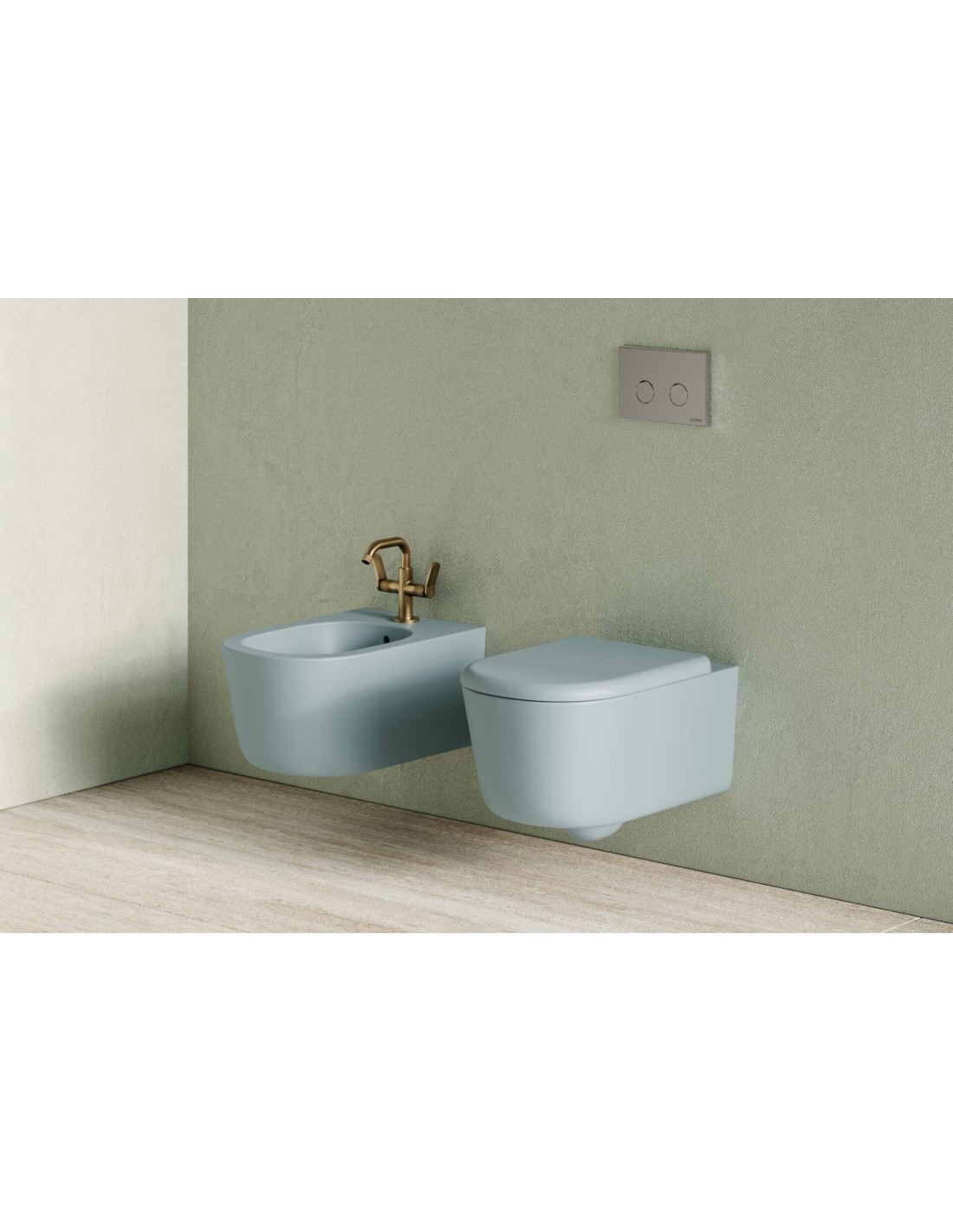 Ceramica Globo - Set completo LALITA bianco opaco sospeso WC + Bidet + coprivaso soft LTS02 + LTS09 + LT020